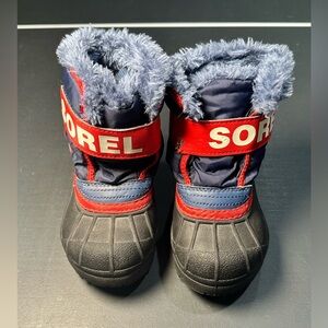 Sorel Navy, Red & Black Fur-Trim Kids Snow Boots